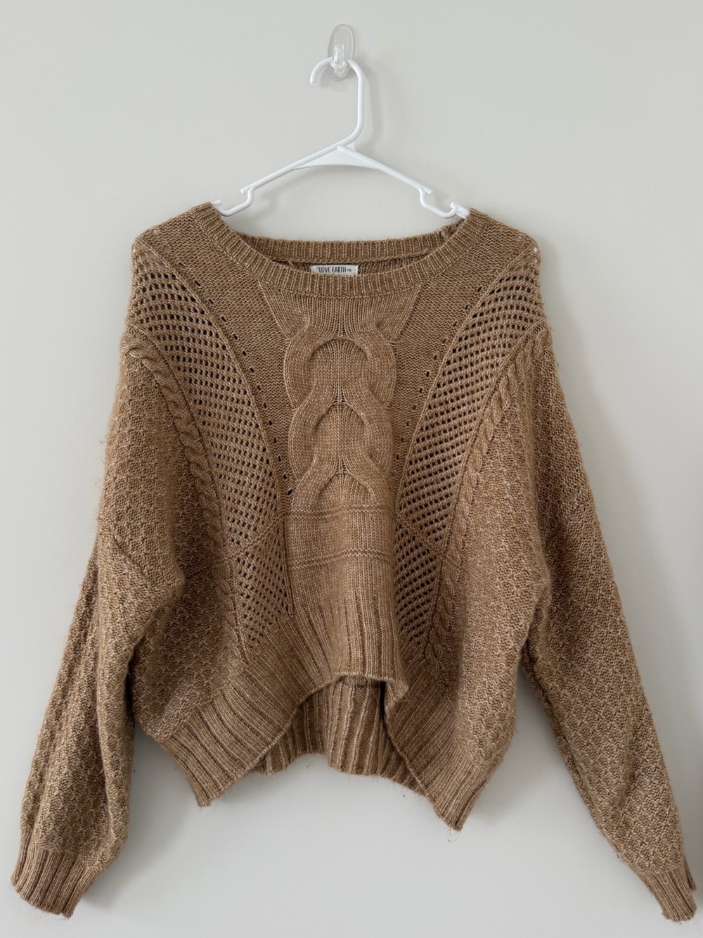 Love Earth Mixed Texture Cable Knit Sweater Women’s XL